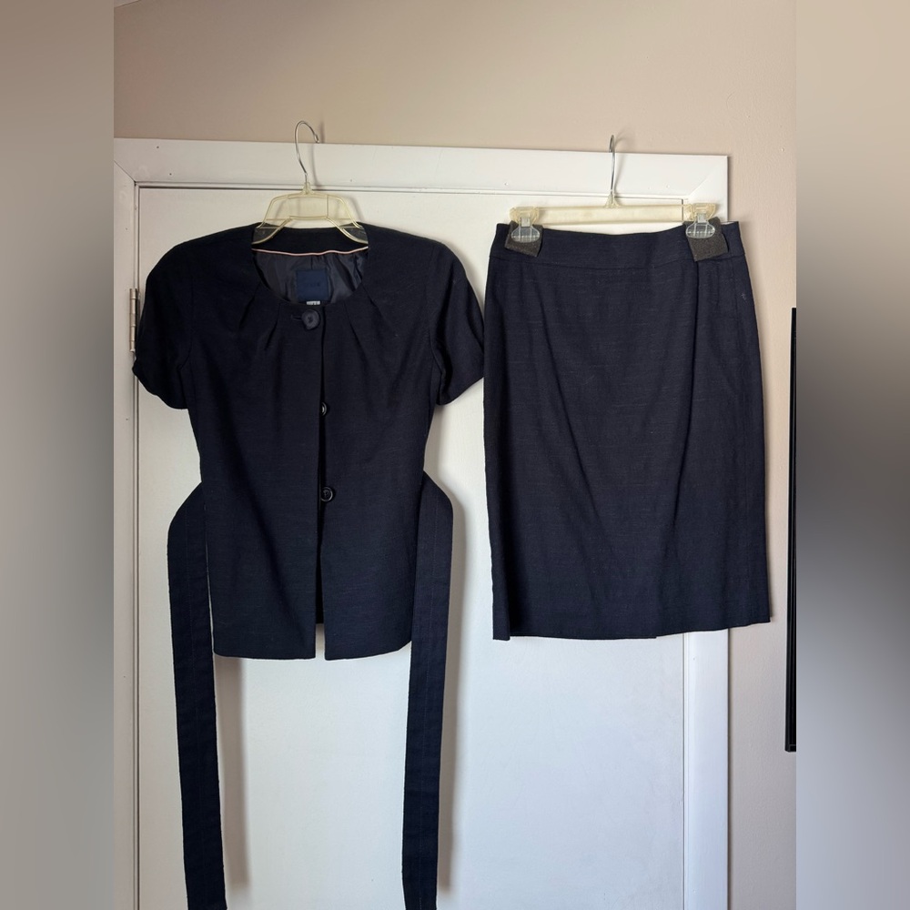 J. Crew Short Sleeve Belted Jacket & Skirt Set